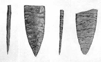 Artifacts found associated with extinct bison, near Folsom, Union County, New Mexico.