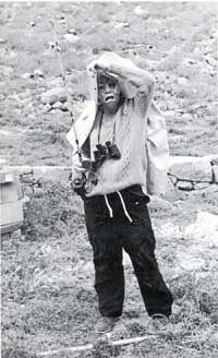 Gull researcher Larry Spear with fishing pole